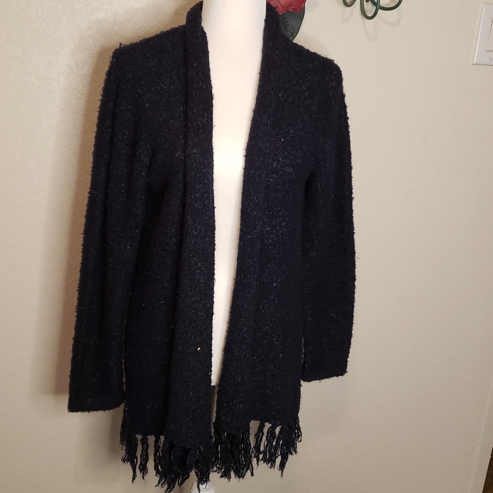 Chico's Long Dark Blue Cardigan Sweater Size 2